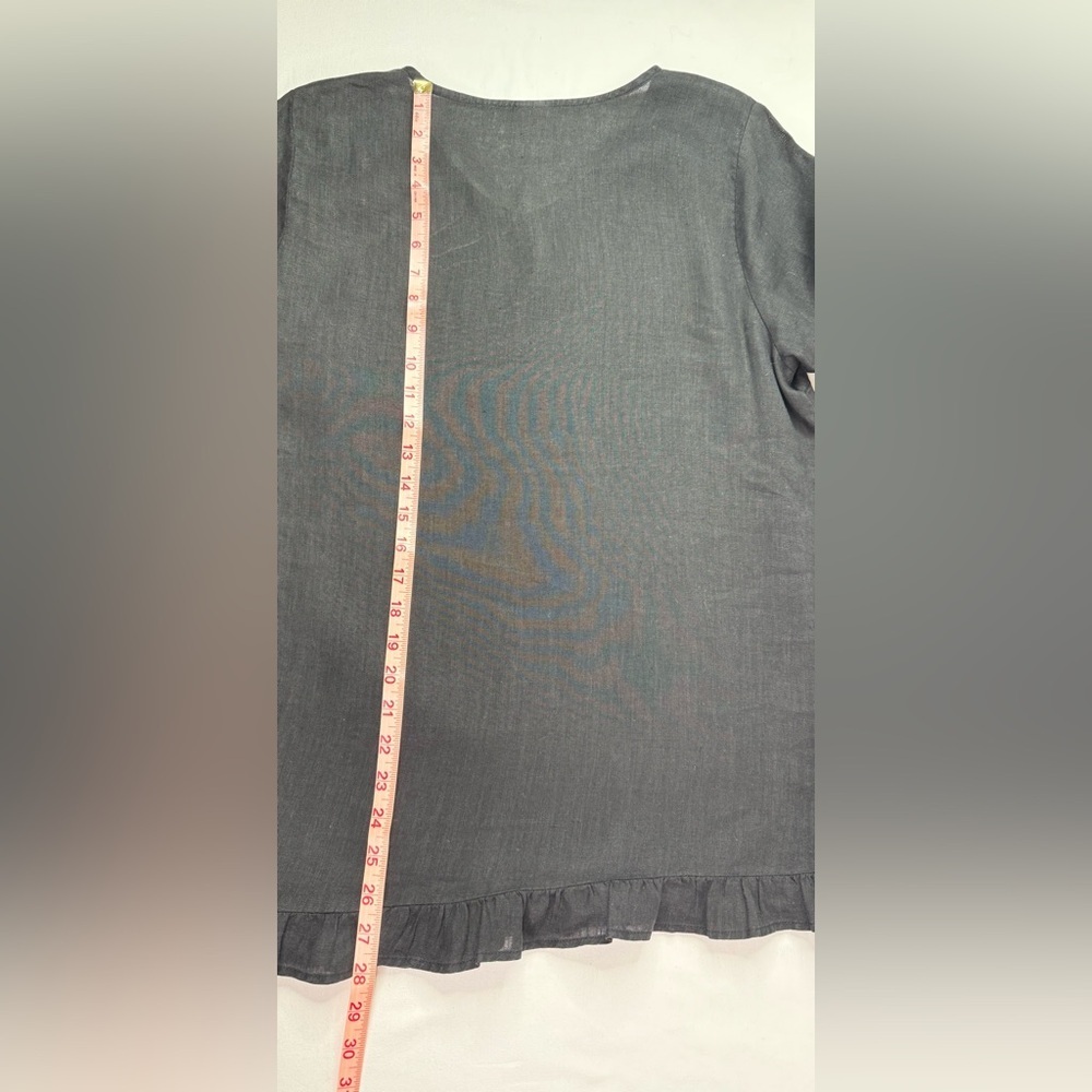Match Point Linen Tunic Top Short Ruffle Sleeves Size Medium - Picture 7 of 7